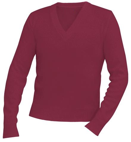 Unisex V-Neck Pullover Sweater - Burgundy